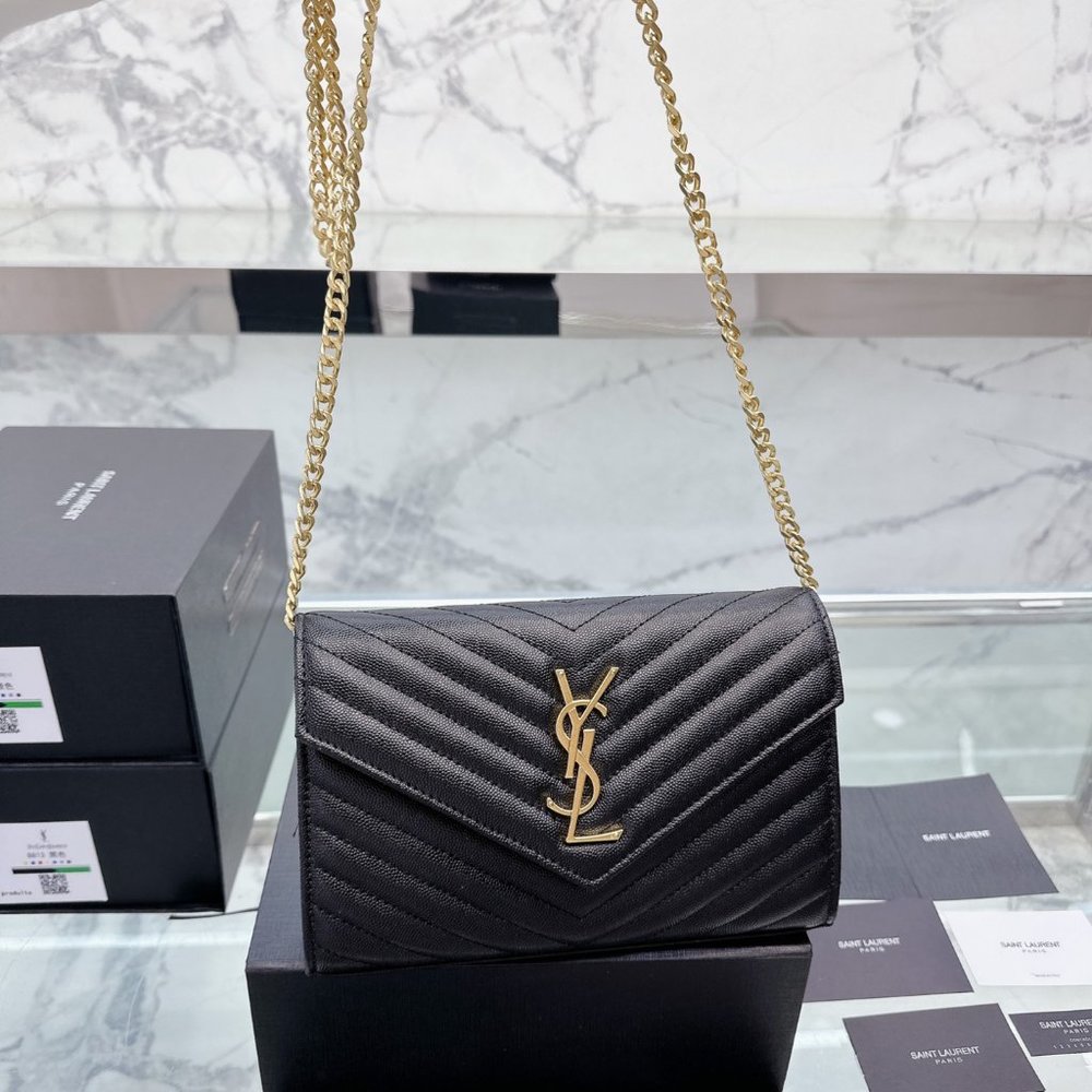 Ysl Envelope Bag Black Gold Hardware Shoulder Bag Gem